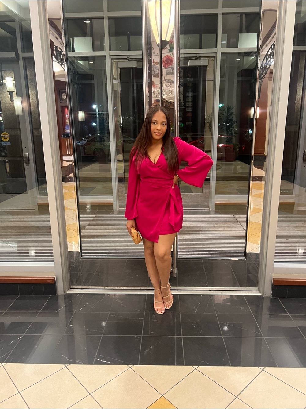 Zara Fuchsia Satin Dress - Picture 7 of 7